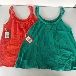 2 Piece - Mossimo Woven Braided Cami Tank Top, Orange & Green  NWT